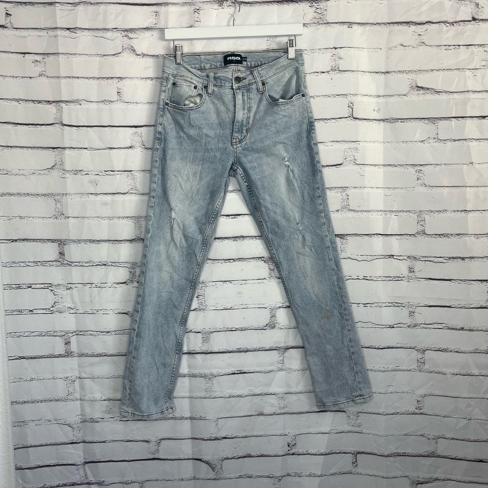 RSQ Women’s Slim Fit Light Wash Distressed Jeans 29x30 High Rise Vintage 90s